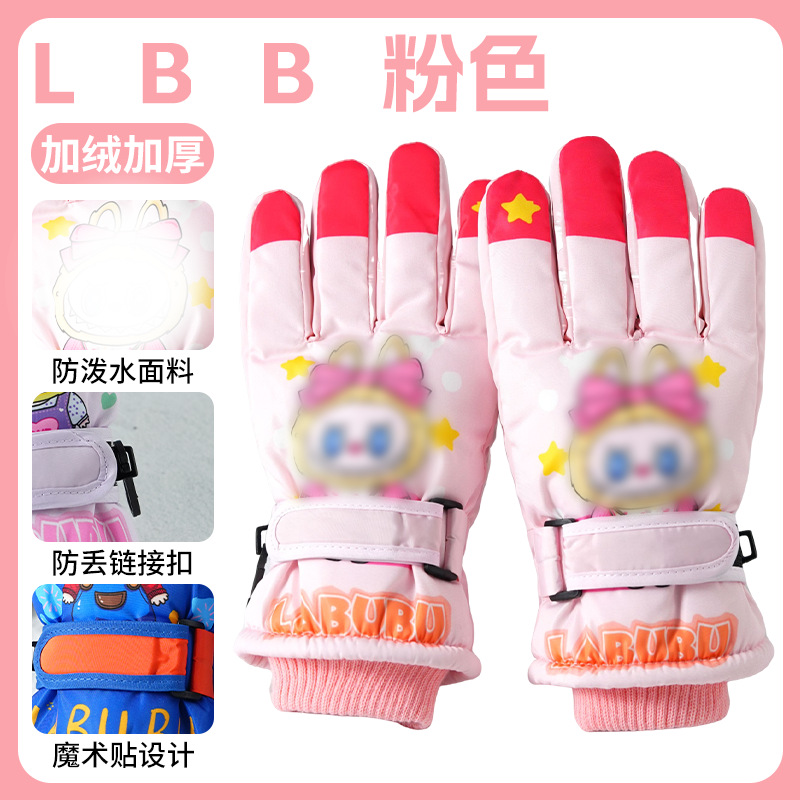 国境を越えた子供用手袋、スキー、サイクリング、冬用、男女学生向け、漫画風、かわいい、厚手、裏起毛、秋冬用、保温、卸売