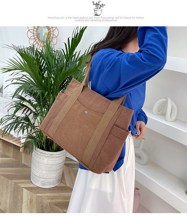 Artistic and simple canvas bag, mother's bag, middle-aged work handbag, cloth bag, large-capacity shoulder bag, women's single-shoulder bag Item Picture