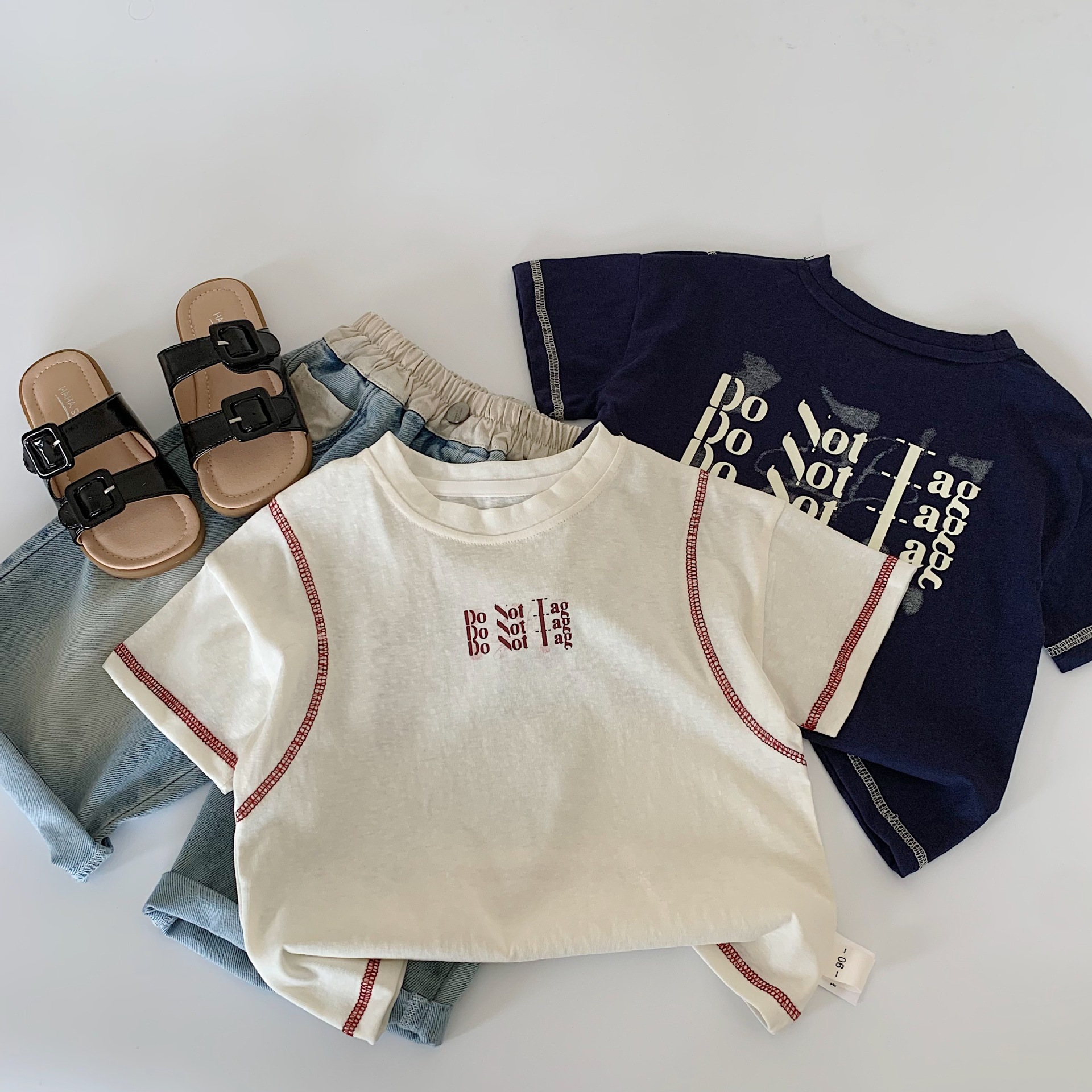 Camiseta de manga corta de verano para niños Maibao 2025 nuevo estilo coreano para niños y niñas tops de verano de estilo occidental suelto ropa para niños marea a