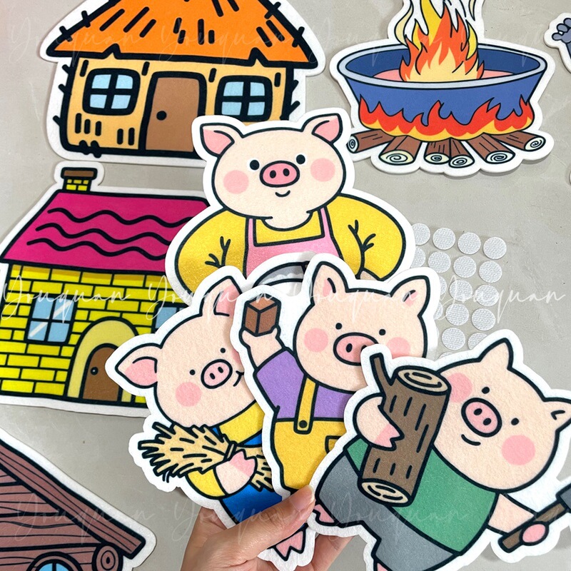 三只小猪绘本故事教具毛毡布偶贴教具围裙剧|undefined
