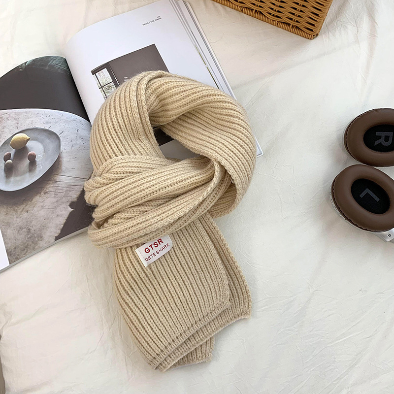 Bufandas coreanas 2025 nuevo engrosado calentamiento suave glutinoso clay azul sólido lana bufandas de cuello al por mayor