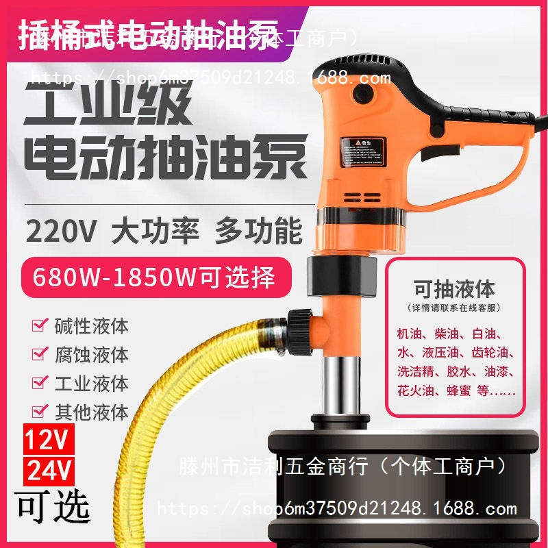 手提式大功率电动抽油泵柴油12V24V220V抽油器加油泵防腐蚀抽水泵