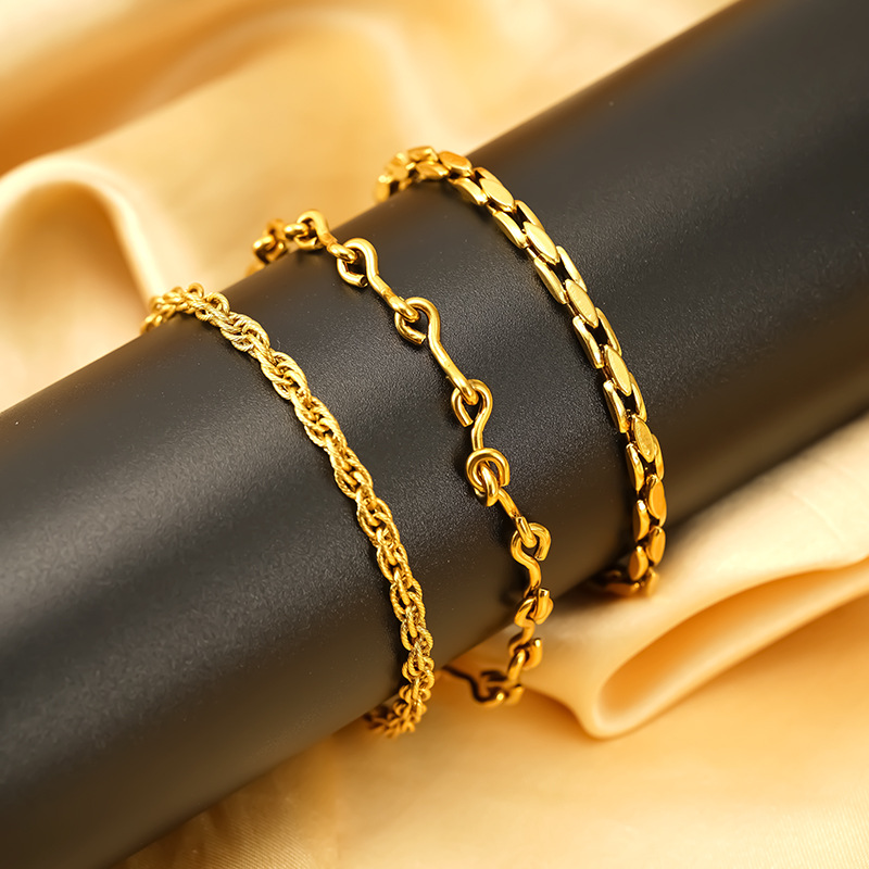 Cross-border Joker New High-value Temperament Anklet suit Combination Titanium Steel European and American Creative Design Geometric Anklet_voghion.com