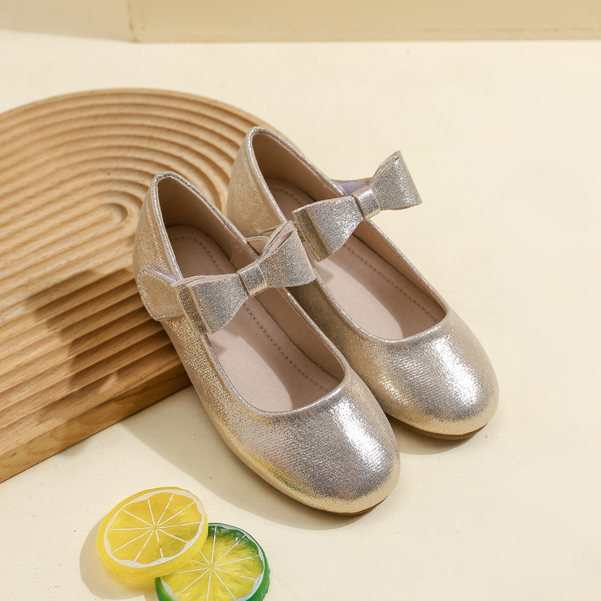 Cross-border Foreign Trade Girls French Bow Elegant Soft-soled Princess Shoes Fashionable All-match Flat Velcro Shoes for Women