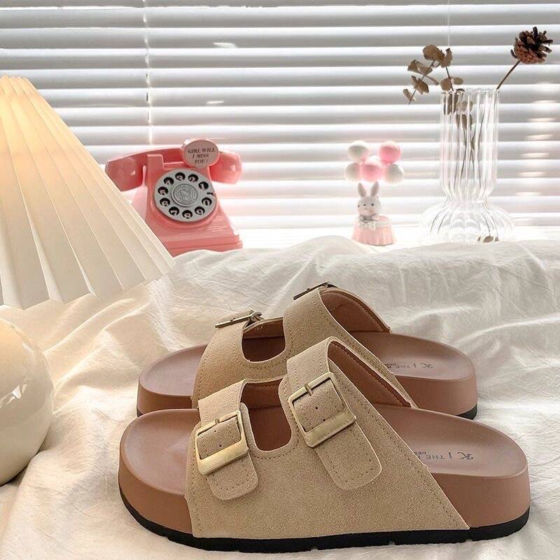 Thick-Soled Slippers for Women's Summer Outer Wear 2025 New Super Popular High-End Beach Slippers Purple Birkenstock Sandals