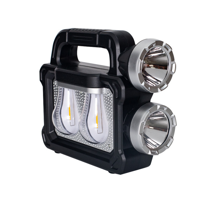 태양 충전식 휴대용 램프 다기능 야외 캠핑 휴대용 탐조등 흰색 라이트 옐로우 빛 멀리 두 배 광원