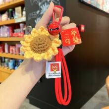 向日葵仿真花钥匙扣小挂件双绳向日葵一举夺葵钥匙挂件毕业小礼品