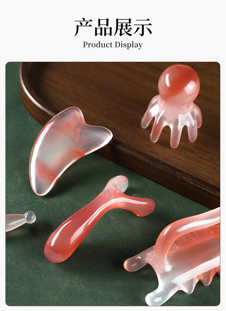 Resin Gua Sha Massage Tool Set 5 Piece Facial Scraping Board and Guasha Stick for Body Care preparation