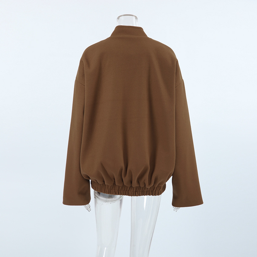 Damenbekleidung 2024 Winter neuer Maillard-Wollmantel in Braun, verdickter mittellanger Wollmantel mit Stehkragen_voghion.com