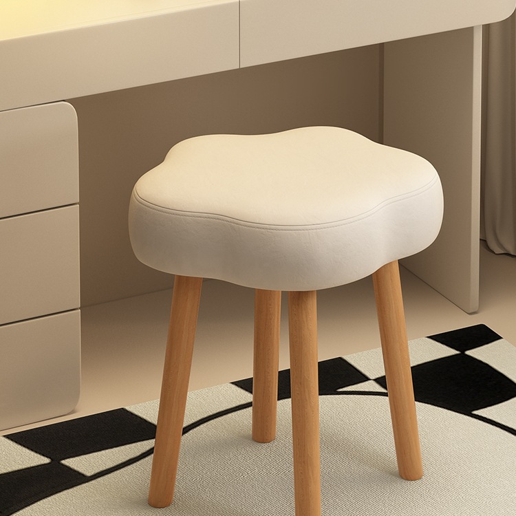 Cream Style Makeup Stool, Dressing Table Stool, Girls' Bedroom Cloud Chair, Solid Wood, Simple Manicure Style