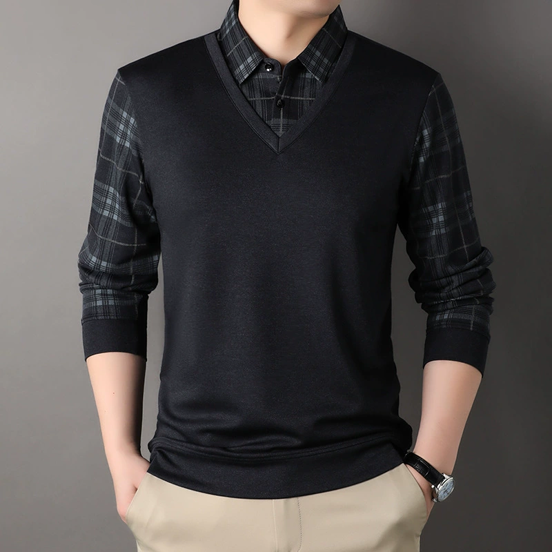 Set for leisure for elderly, warm long-sleeve, for middle age, autumn