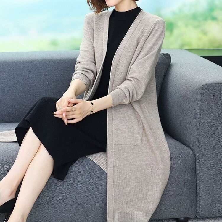 Spring and Autumn Outer Wearing Shawl Loose plus size Sweater Outer Wearing Sweater Coat Women's New Style Western Style Knitted Cardigan Women's Long