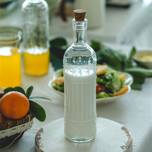"Ganling" Household 500ml Square Drink Cork Glass Bottle Oil Bottle Juice Milk Tea Fresh Milk Seal
