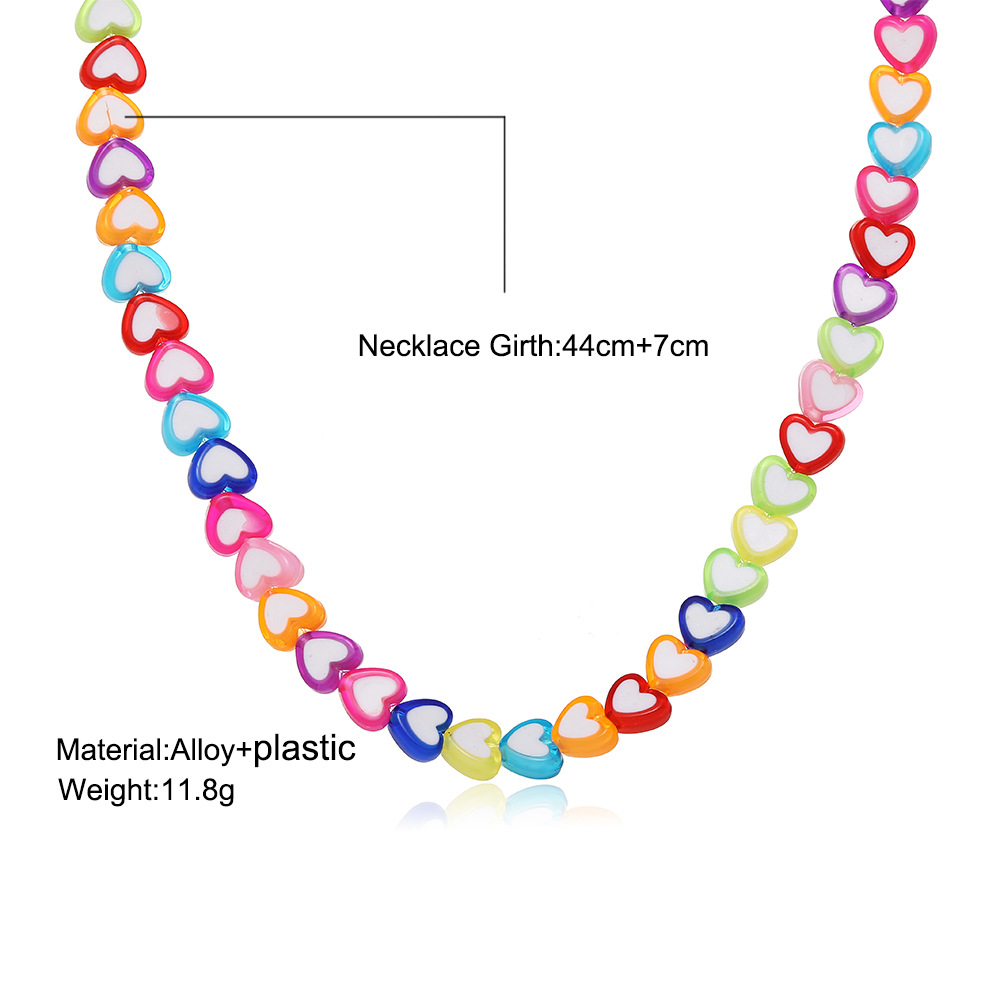 Fashion heart-shaped star-shaped elastic beaded geometric necklace