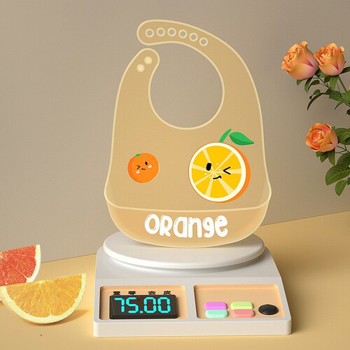 Baby Summer Silicone Bib Waterproof Washable Napkin Snack Bowl Bib for Infants and Toddlers with Fruit Design Spit Cup