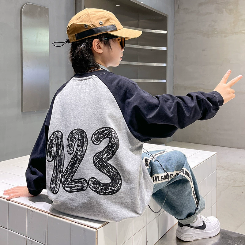Детская осенняя теплая толстовка для мальчиков, футболка с длинными рукавами, приятная к телу, детская одежда