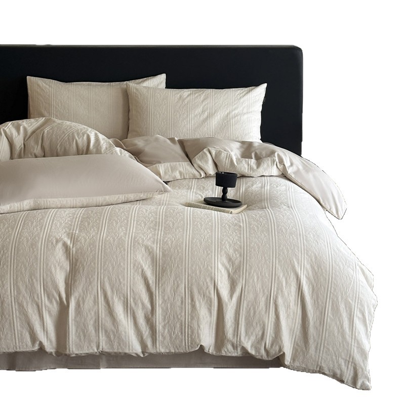 All Cotton Bedding Set Luxury Premium Bed Linen Four Piece Bundle_voghion.com