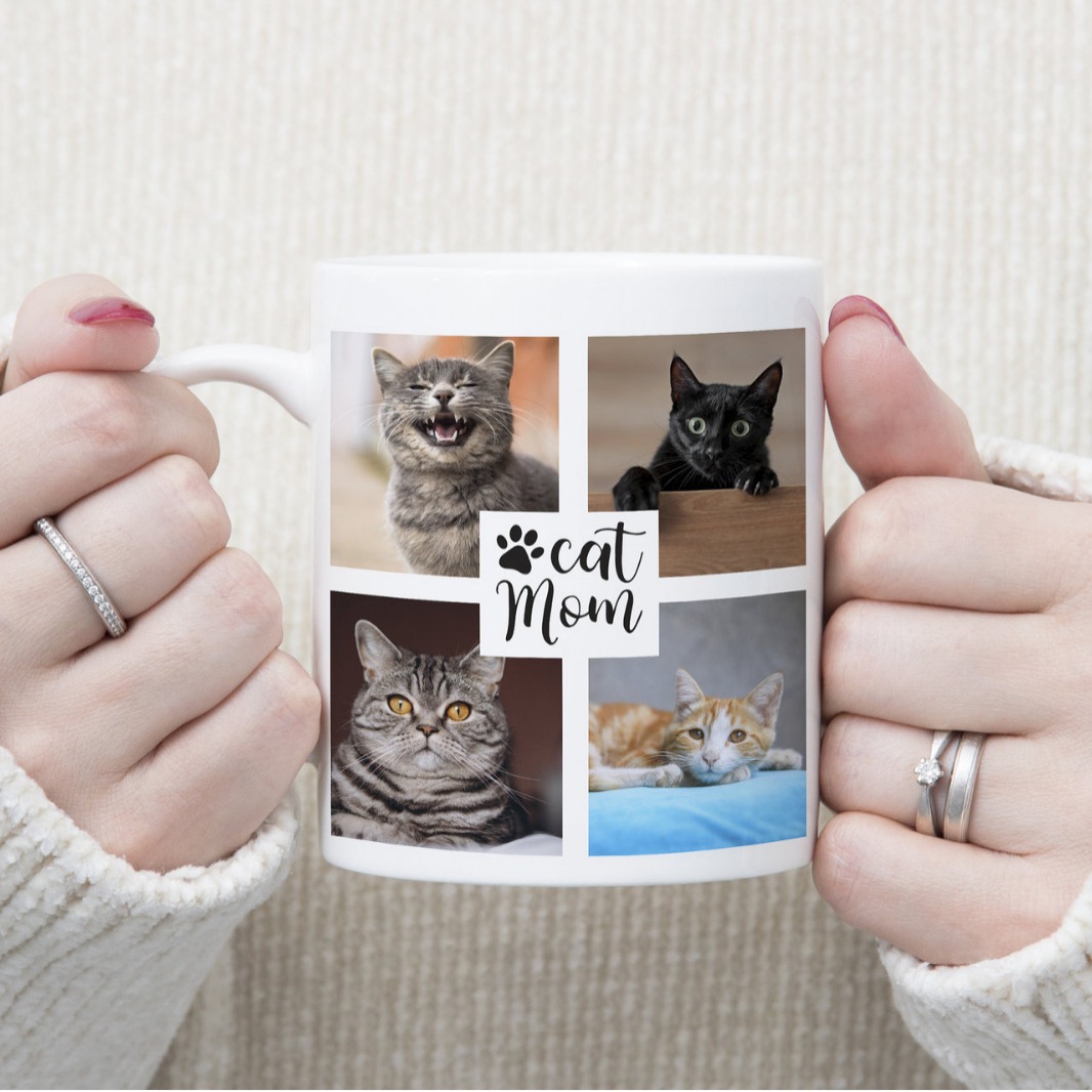 个性化定制小猫印画马克杯白色陶瓷杯办公室咖啡杯送养猫人士礼物