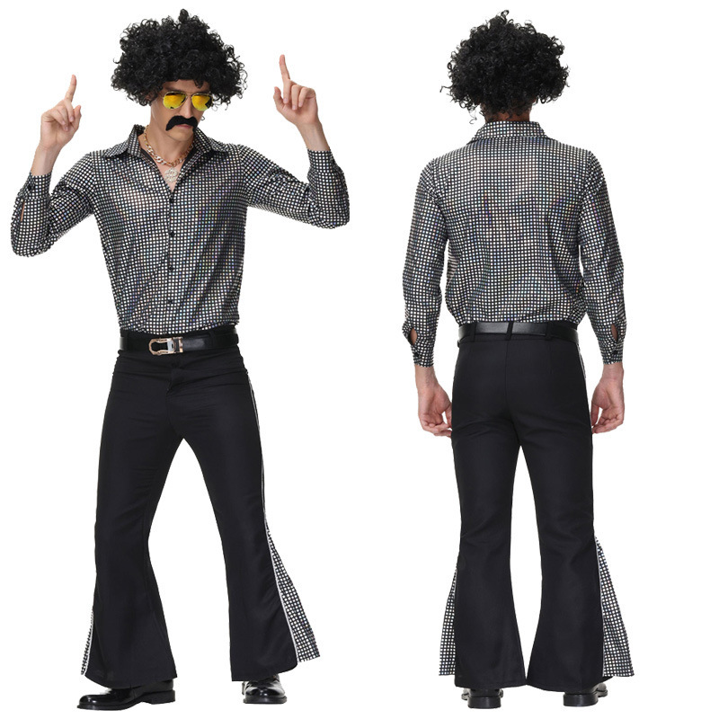 Halloween Retro Disco Hippie Hip-Hop Singer Cos Costume Hippie Male Performance Costume 70S Style Halloween Retro Disco Hippie Hip-Hop Singer Cos Costume Hippie Male Performance Costume 70S Style