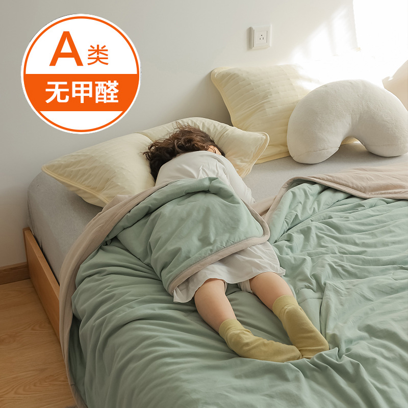 Export Super Soft Class A Knitted Cotton Naked Sleeping Thin Tianzhu Cotton Machine Washable Washable Air Conditioning Quilt Summer Cool Quilt Heating Quilt