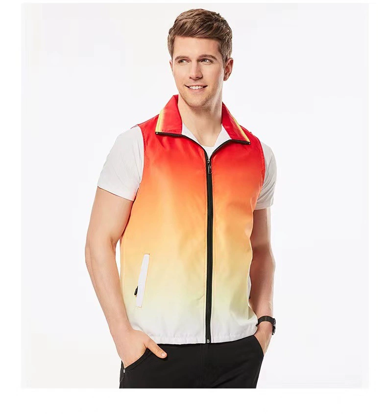 Двухслойный градиентный жилет на молнии с принтом всего тела, индивидуальный жилет, Шэньчжэнь, волонтерская одежда, печать логотипа
