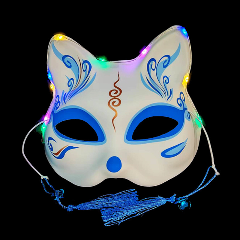 猫狐面具发光狐狸面具和风日式抖音同款手绘 万圣节舞会面具女cos详情7