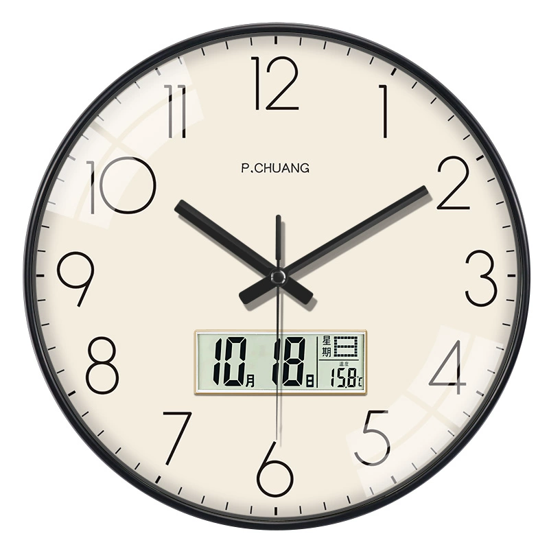 ⇞Простые настенные часы для гостиной 2024 модный домашний бесшумный часовник спальня календарь часы новый стиль quartz
