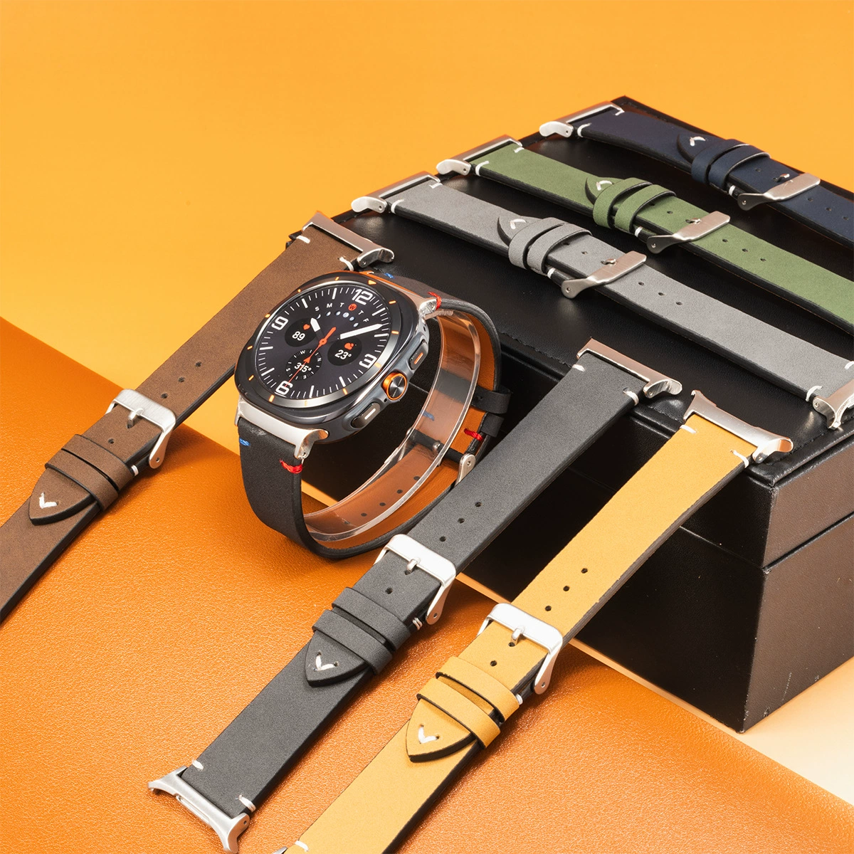 Подходит для Samsung Galaxy Watch Ultra, кожаный ремешок с прошивкой, застежка с иглой