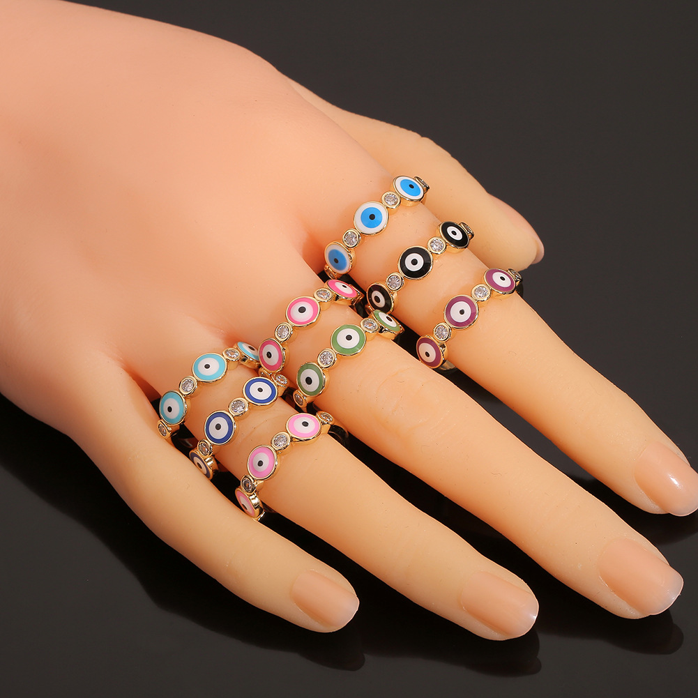 Jewelry Supply Copper Plated Real Gold Dripping Eye Fashion Ring