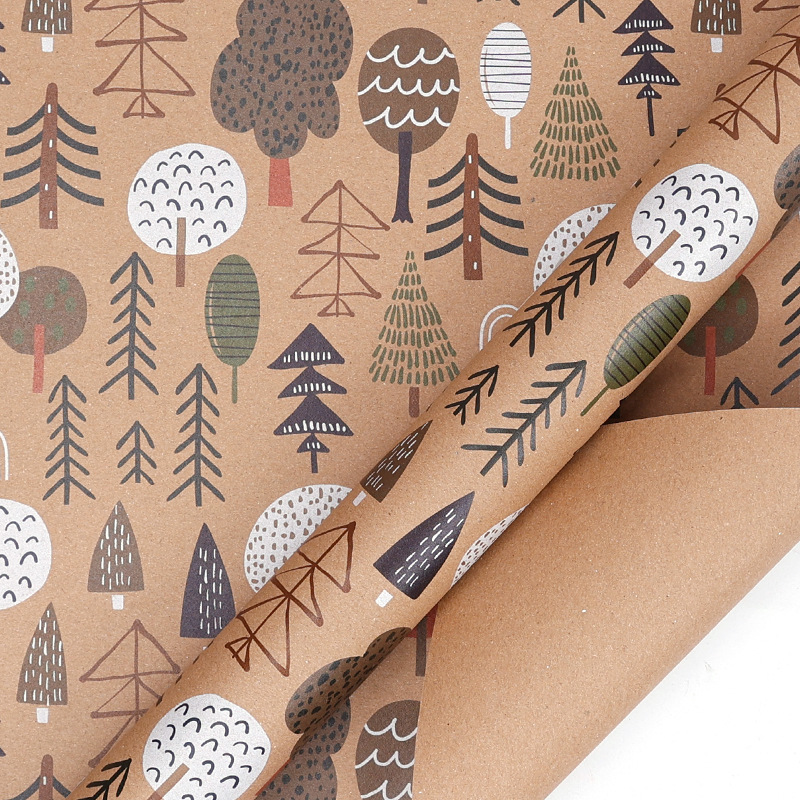 Papel de embalaje de regalos de Navidad transfronterizos Papá Noel campana flocos de nieve Papá Noel flores de embalaje de regalo