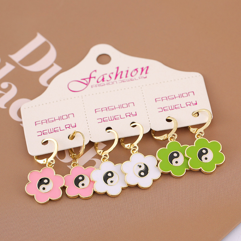 1 Set Fashion Flower Alloy Enamel Womenu0027S Dangling Earrings