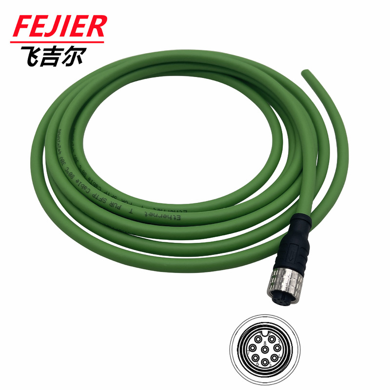 m12 waterproof connector shielded 8-core connector eight-core six-type network cable shielded waterproof connector harness connection line