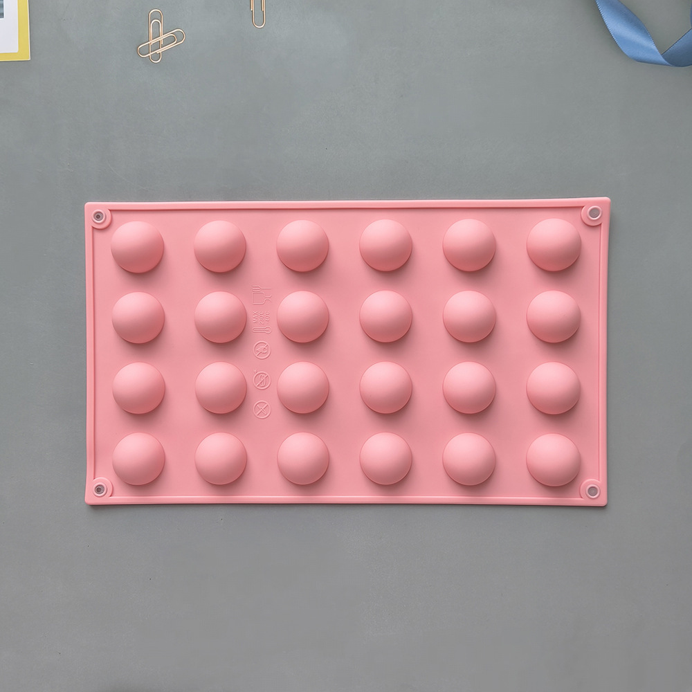 24 agujeros semicircular molde de pastel de silicona 3D esférico chocolate molde de dulces herramientas de horneado molde de hielo 437