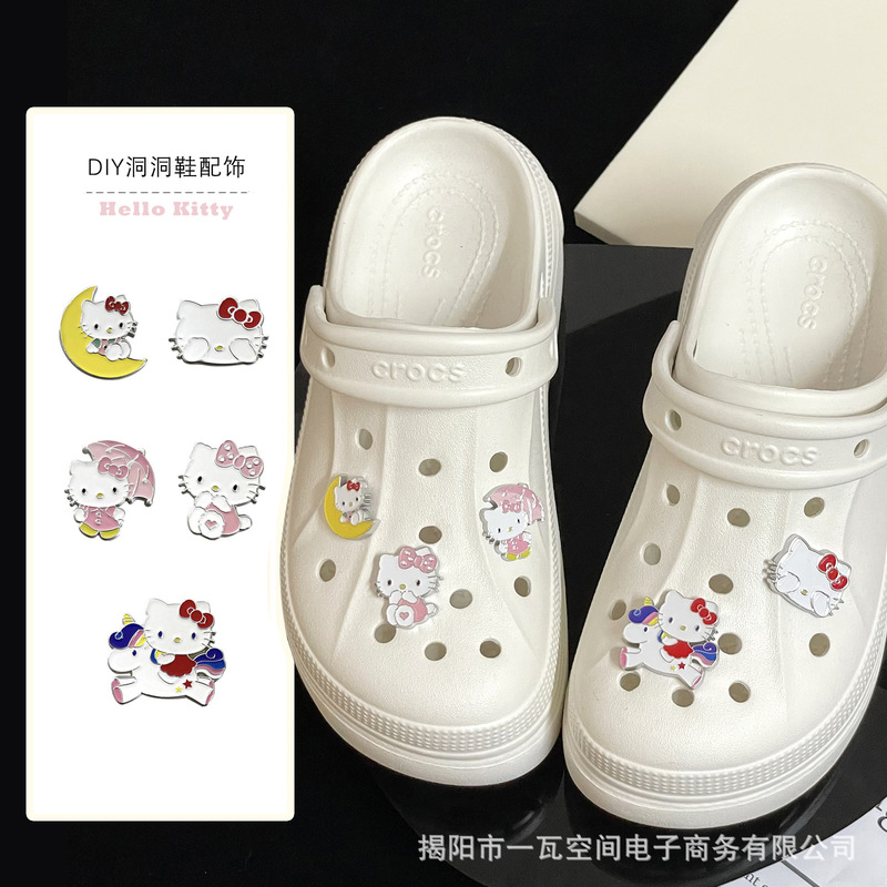 Croc Shoes Cute Kt Cat Series Fun Flower Buckle DIY Removable Cartoon Accessories Decorative Classy One-Piece Shoe Buckle