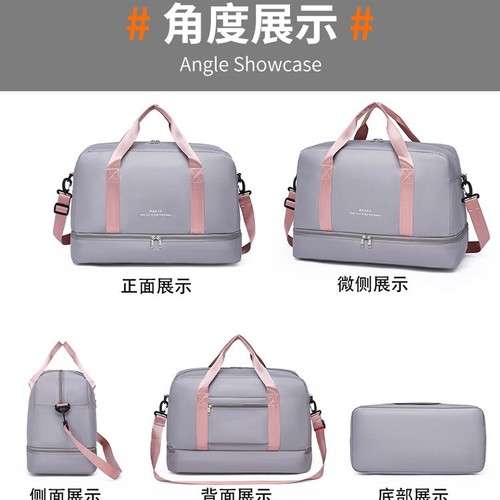Cross-border travel bag with large capacity, high-end design, retractable handle, independent shoe compartment, can be carried by hand or slung as a travel bag.