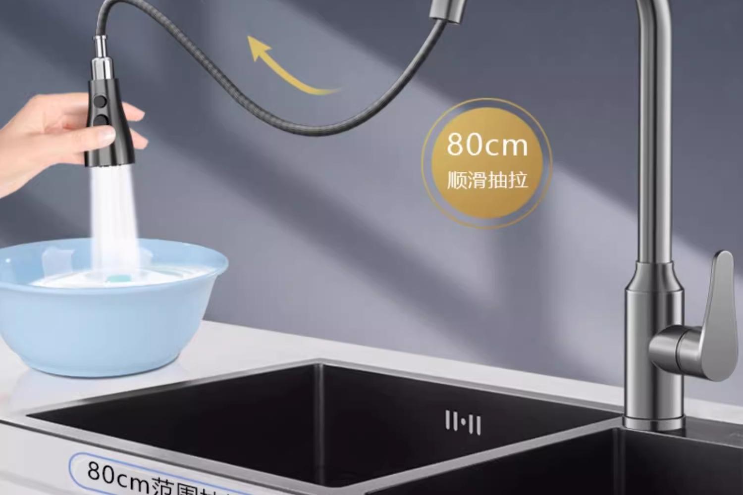 Kitchen faucet pull-out sink, kitchen sink, household cold and hot two-in-one pressurized splash-proof rotating room, all copper undefined