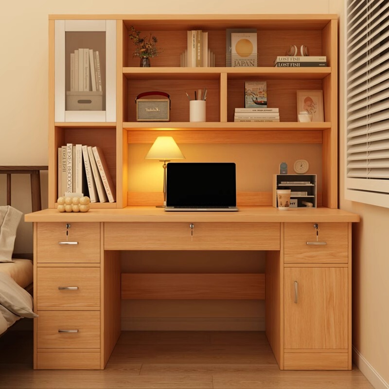 Desk Bookshelf Integrated Table Student Home Study Table Writing Table Simple Modern Bedroom Computer Desk Office Desk