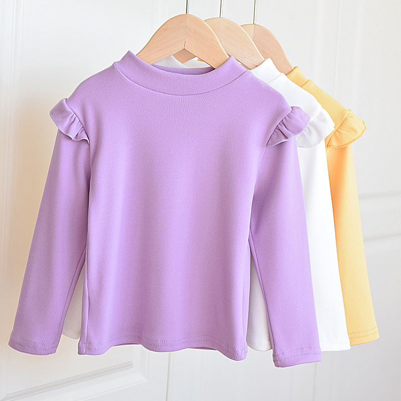 女童半高领德绒打底衫秋冬大童内搭冬季薄绒秋衣儿童女孩保暖上衣