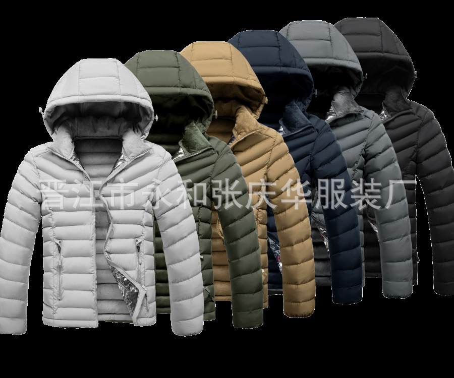 Cross-border 50d alta costilla elástica ropa de los hombres de lana forrada engrosada chaqueta de algodón con capucha de algodón raqueta de algodón europeo y americano comercio exterior al por mayor