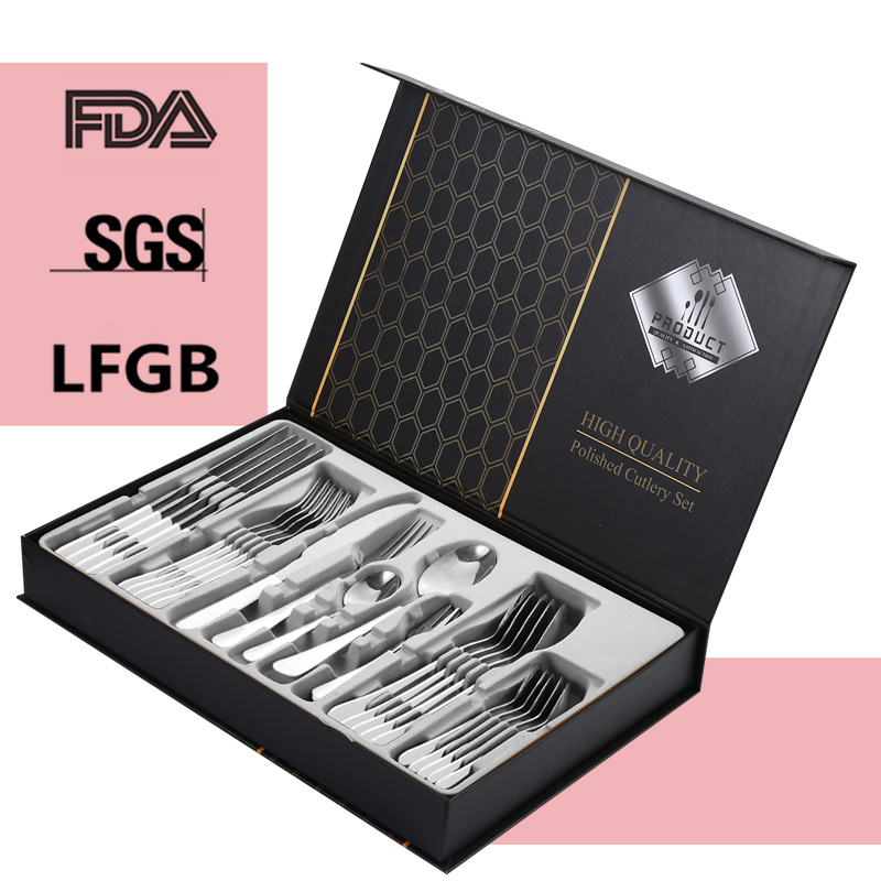 1010 cinco piezas principales transfronteriza cuchillo de comida occidental, tenedor y cuchara traje de caja de regalo
