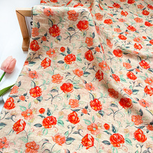 烈焰玫瑰数码印花布料锦棉面料新中式国风旗袍连衣裙上衣汉服面料