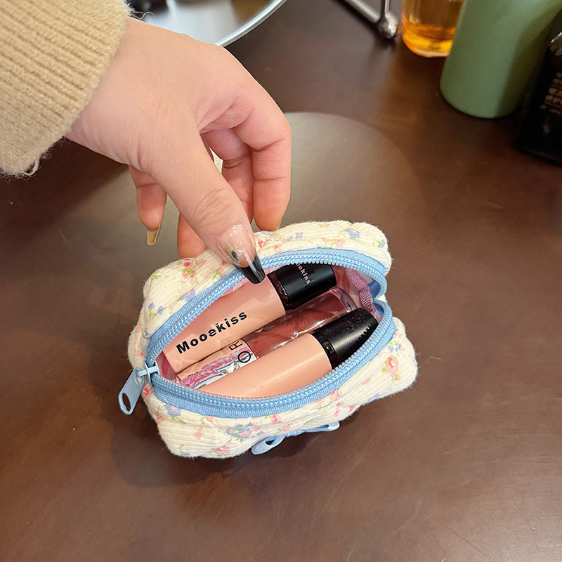 Bolso cosmético con lazo de corazón para niña Bolso de lavado portátil portátil de gran capacidad para mujer Bolsa de almacenamiento de viaje Ventas directas de fábrica