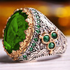 Men's emerald stone inlay, retro ring, jewelry