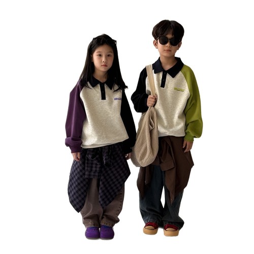 Children's 2025 Autumn Polo Shirt Collar POLO Sweatshirt Korean Style Collared Casual Loose Top for Boys and Girls