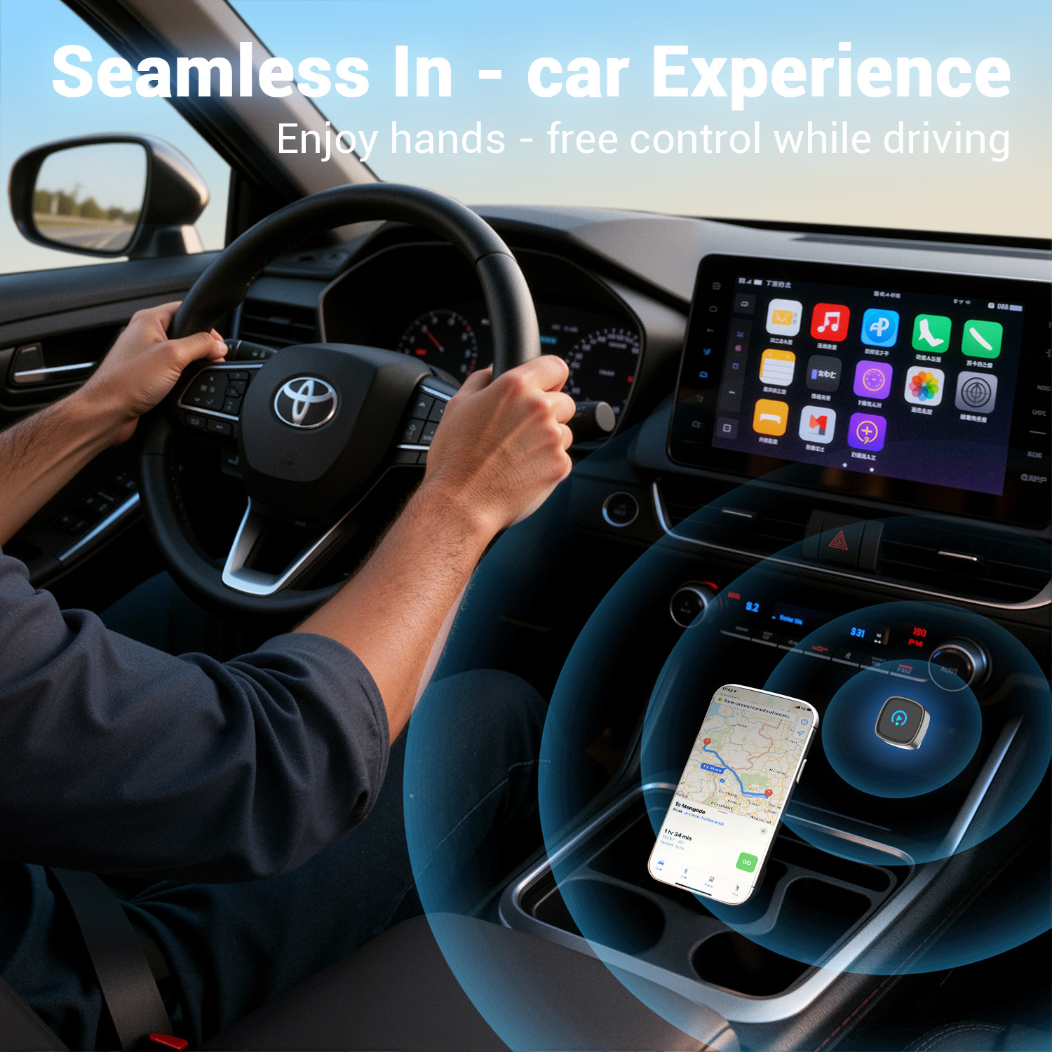 Cross-Border Popular Wireless Carplay Box, Android Box, Wired to Wireless Carplay Adapter, Two-In-One