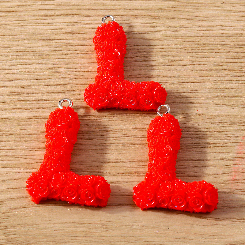 30g Weight DIY Jewelry Accessories Classification 10 Pieces Quantity Plastic Material Letter, Rose Pattern Stoving Varnish Design Cartoon Style, Romantic Style 10 Pieces Plastic Letter Rose 14