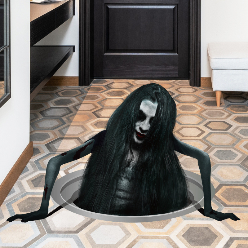 New Personalized Creative Halloween Thriller Long Hair Woman Living Room Home Decoration Floor Stickers Wholesale New Personalized Creative Halloween Thriller Long Hair Woman Living Room Home Decoration Floor Stickers Wholesale