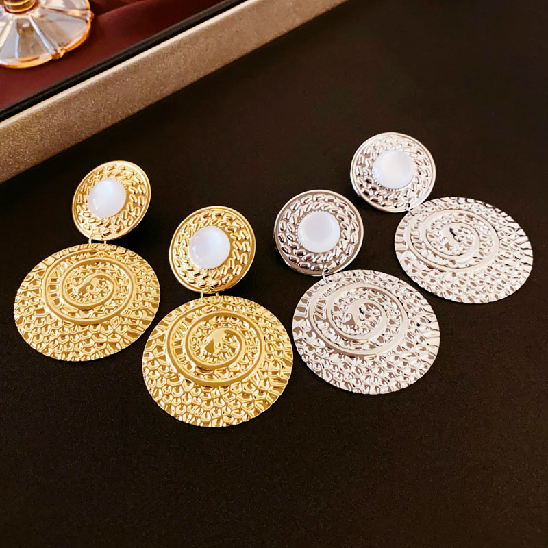 1 Pair Exaggerated Simple Style Geometric Plating Alloy Resin Drop Earrings display picture 3