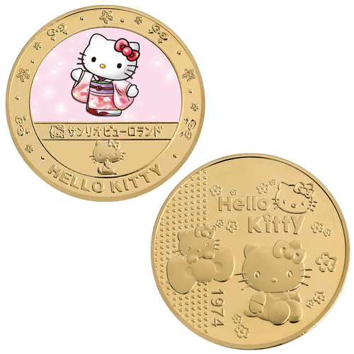 HelloKitty commemorative coins Hello Kitty anime peripheral commemorative coins die-cast badges gifts