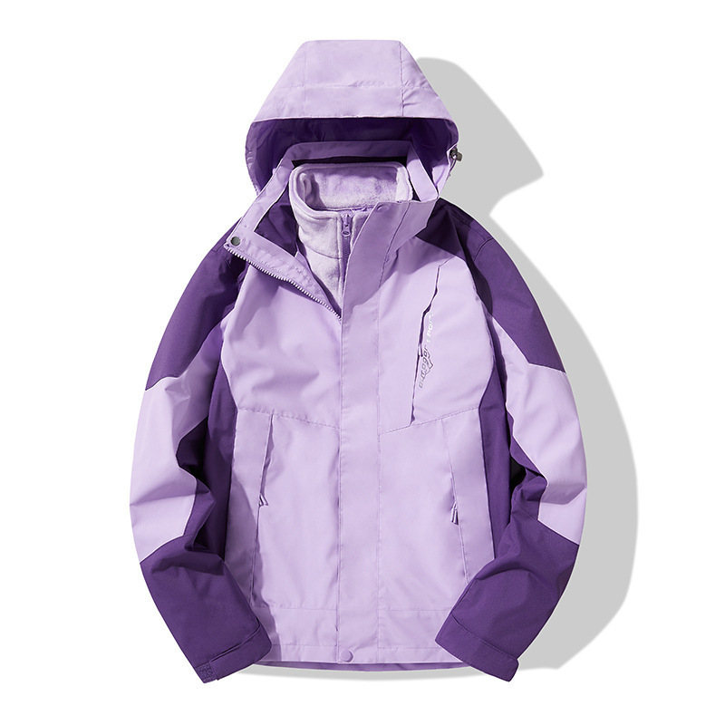 Chaqueta Impermeable 3 en 1 de Dos Piezas para Mujer A Prueba de Viento Desmontable para Exterior